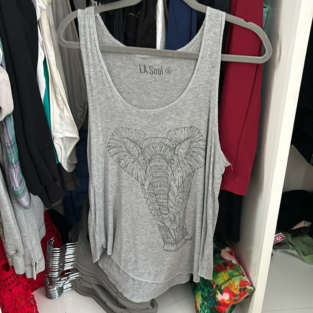 LA Soul elephant graphic workout tank top sz S
